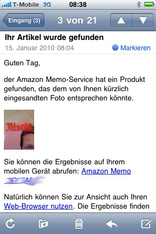 Memo-Funktion in der Amazon iPhone App
