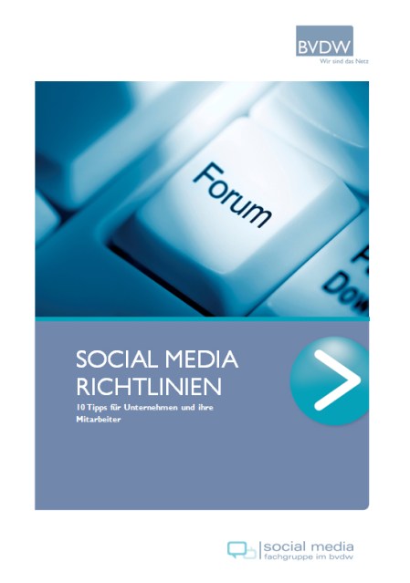 cover So sieht der Leitfaden zum Umgang im Social Web für Unternehmen aus.