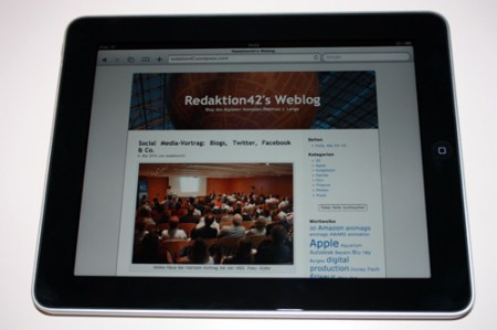 So sieht diese Seite auf dem iPad aus.