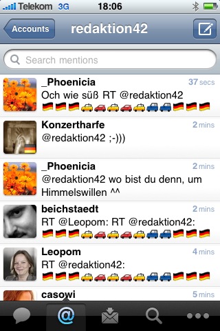 Mein Autokorso via Twitter.