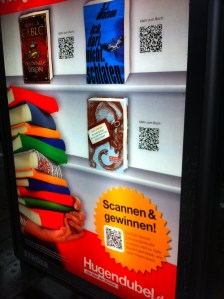 Hugendubel-Werbung mit QR-Code.