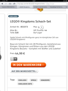 set Völliger Quatsch im Lego Store: Es sind nicht 28, sondern 32 Schachfiguren.