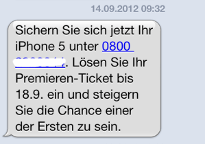 Spinn ich? Die Telekom verschickt eine Sexhotline-Nummer. Nummer hab ich unkenntlich gemacht.
