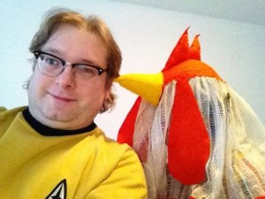 Die Gattin ging als Huhn und ich als Sternenoffizier.