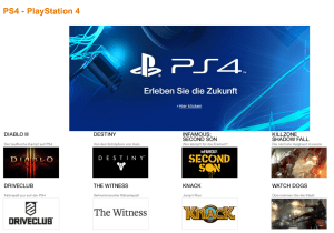 Die neue Landingpage bei Amazon zur PS4.