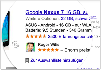 So könnte die Werbung von Google mit deinen Namen aussehen.