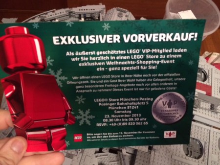 Einladung zum Lego VIP-Shopping.