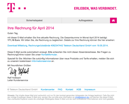 Nicht schlecht gemacht, diese Phishing Mail.