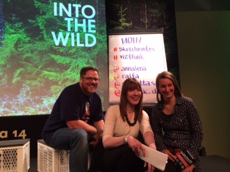 Dieses Trio leitete den Sketchnote-Workshop auf der #rp14