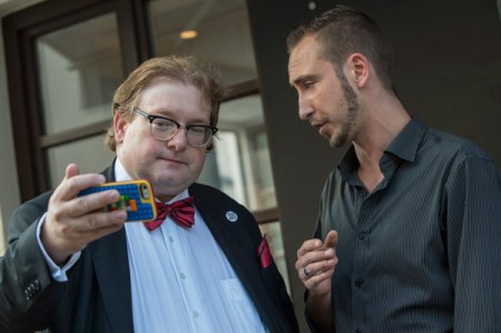 Ein Foto von Cathrin Bach, während ich ein Videoselfie bei Mircosoft drehe. 