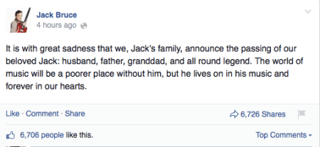 Bekanntgabe des Todes über Facebook