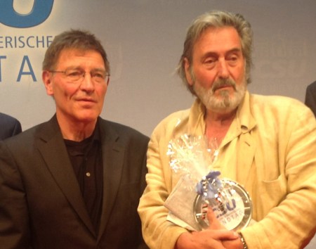 Eberhard Sinner mit Helmut Dietl beim CSU-Filmgespräch.