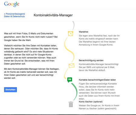 Hier kann man seinen digitalen Nachlass bei Google klären.