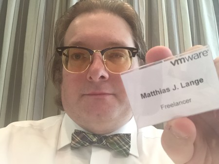 Blogger Matthias J. Lange bei der VMware-Pressekonferenz.