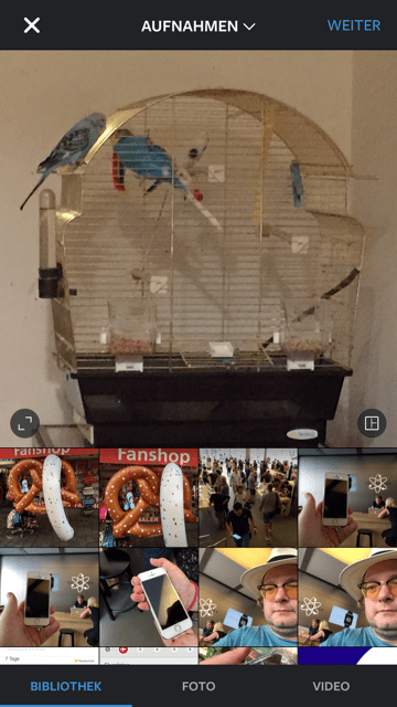 Der Schieberegler auf der linken Seite macht aus dem Quadrat ein Querformat.