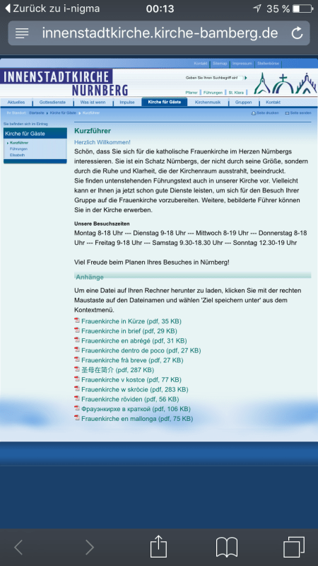 In elf Sprachen wird der Kirchenführer als PDF angeboten.