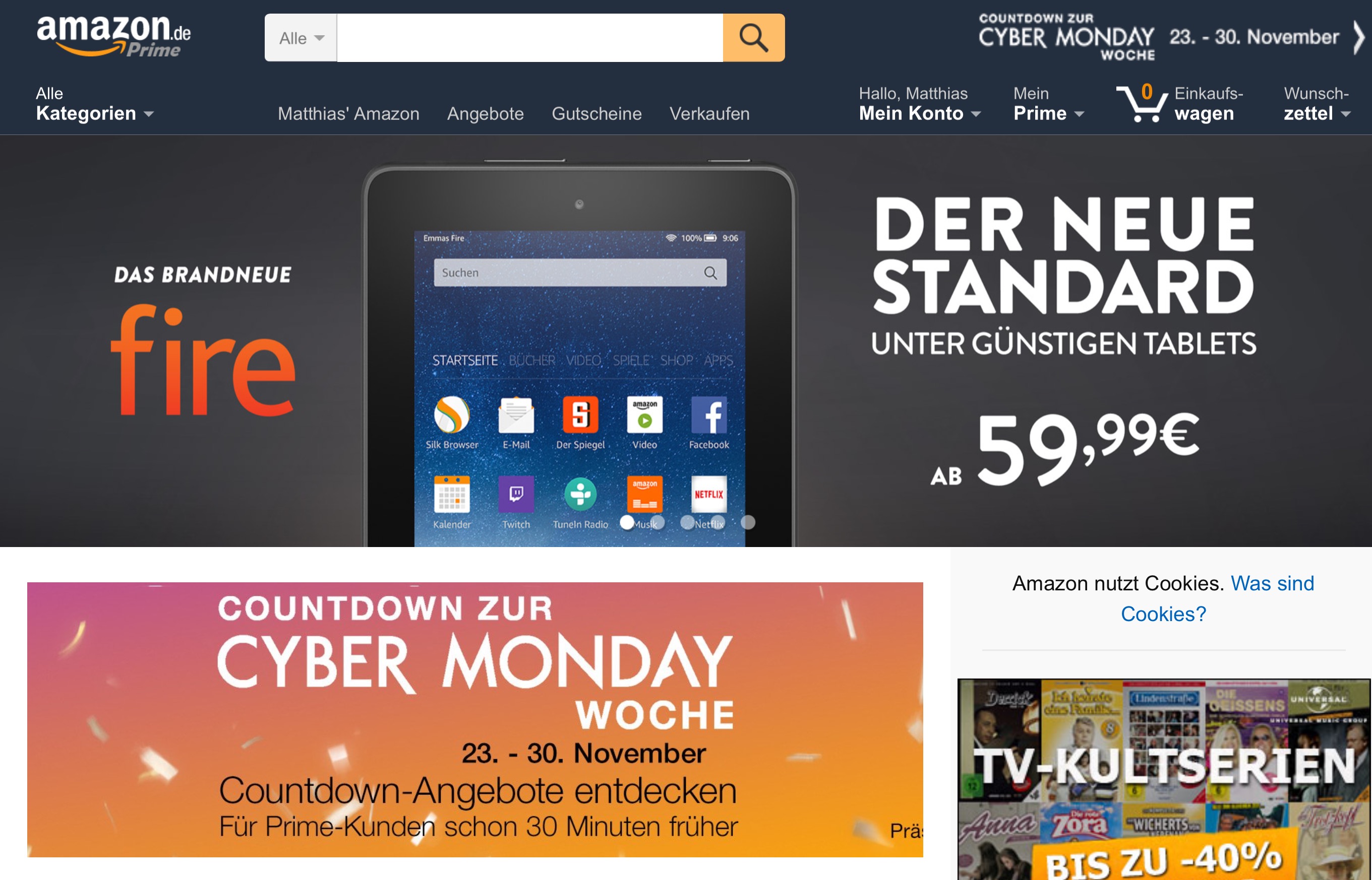 Amazon bereitet mich auf den Cyber Monday vor.