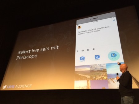Wie Sascha Welters von Twitter in München beim Trend Day Corporate Video 2016 verriet, wird Periscope voll in Twitter integriert.