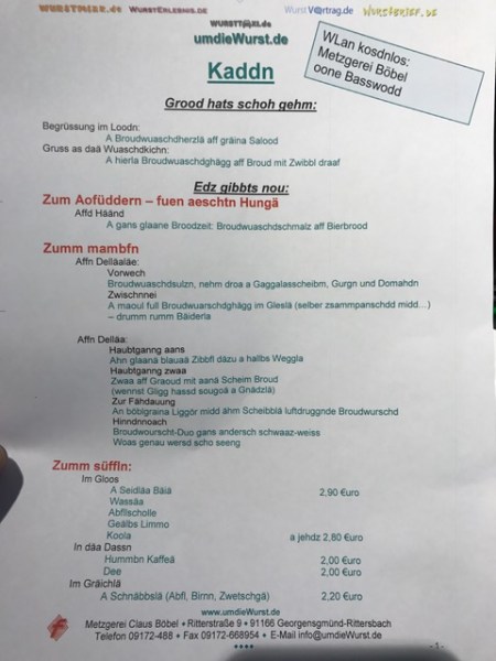 Ablaufplan auf Fränkisch.