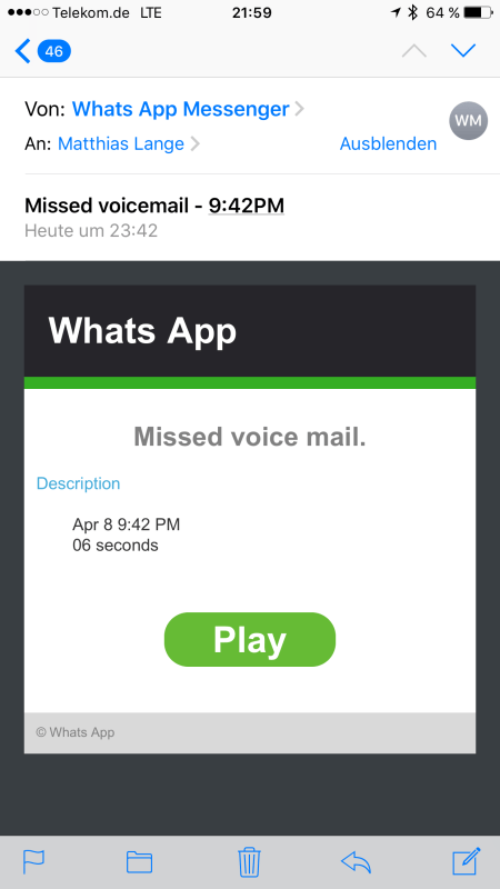 Und immer wieder Spam im Postfach. Ich hab gar kein WA.