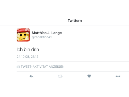 Ich bin seit 2008 bei Twitter dabei unter @redaktion42.