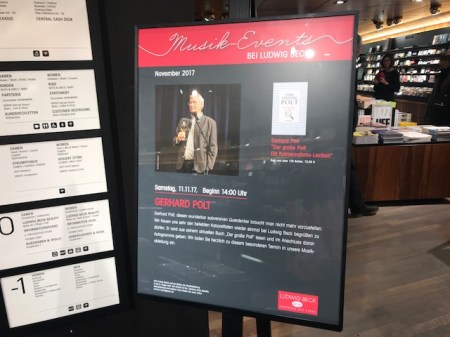 Werbung für den Auftritt von Gerhard Polt bei Ludwig Beck.