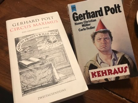 Diese beiden Bücher von Gerhard Polt wollte ich mir signieren lassen: Circus Maximus und Kehraus.