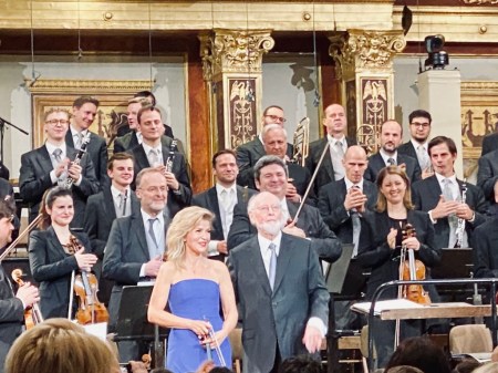 Ein Traum geht in Erfüllung: John Williams, Anne-Anne Sophie Mutter und die Wiener Philharmoniker im Musikverein Wien.. Foto: Lange
