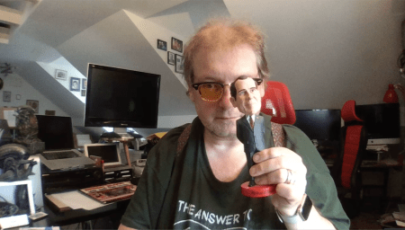 Videokonferenz mit Vorsatzlinse.